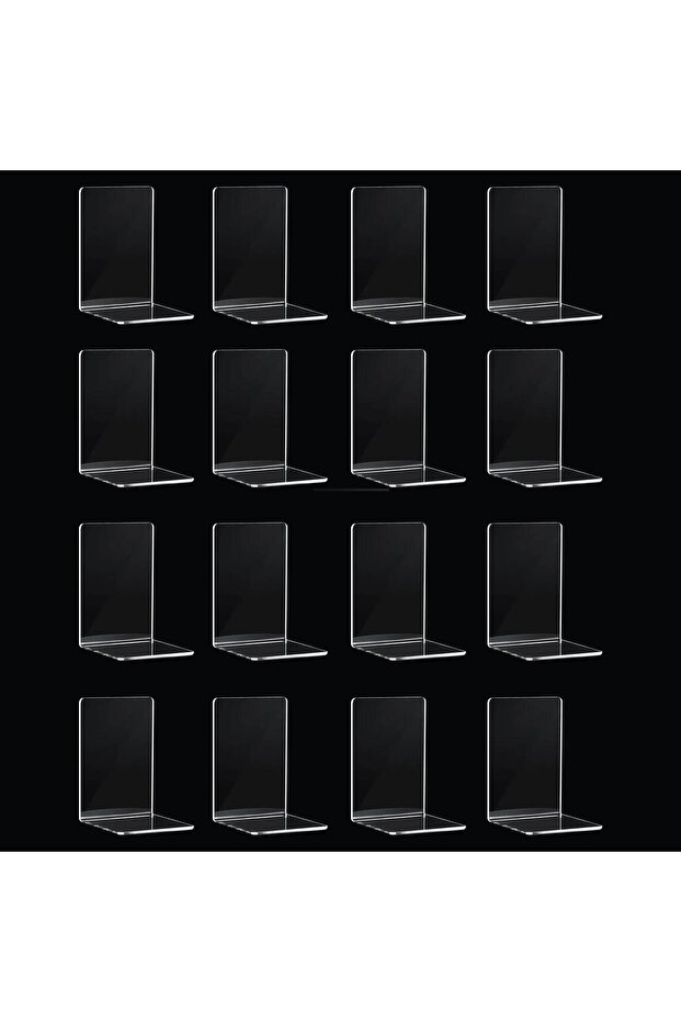 16pc Clear 8 Pieces Bookends,Clear Bookends for Shelves,Heavy Duty Book Ends andDesktop Organizer,Bo