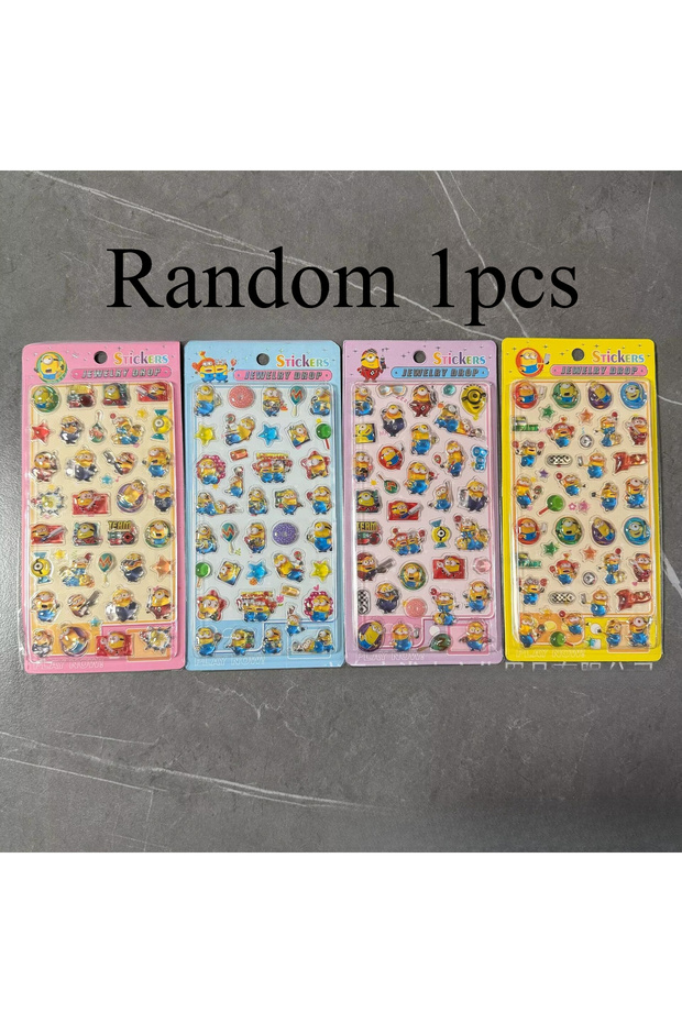 Bandai random 1pcs New Minions 3D Crystal Stickers DIY Decals for Phone Case Laptop Notebook Scrapbo