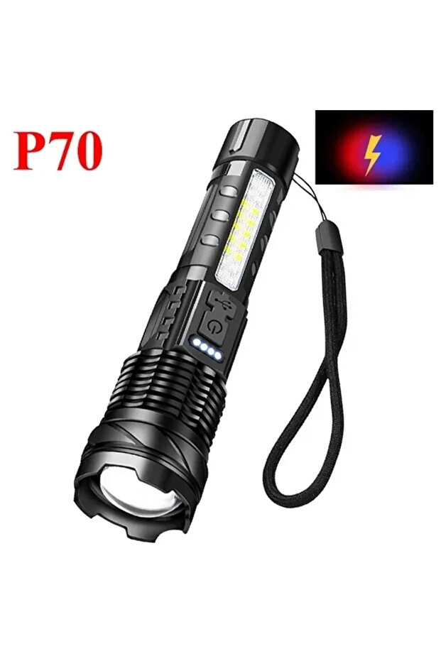 مصباح يدوي LED قوي P70 100000LM قابل لإعادة الشحن ومصباح تكتيكي تكبير 2000 متر مدى طويل ومصباح قوي
