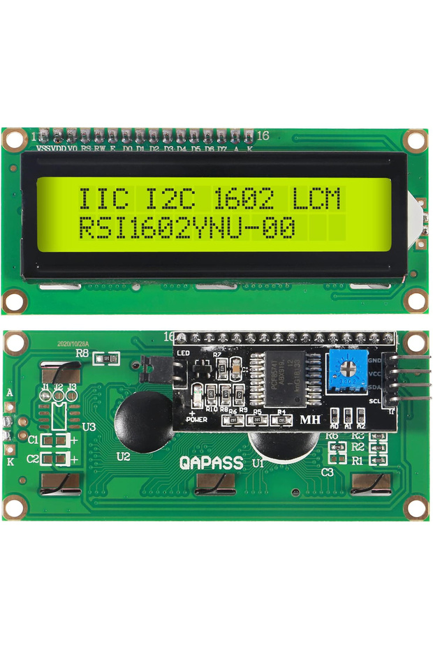 أخضر مع شاشة ii2c LCD1602 مع لوحة وحدة عرض LCD بإضاءة خلفية 2 × 16 حرفًا 1602 5 فولت لـ