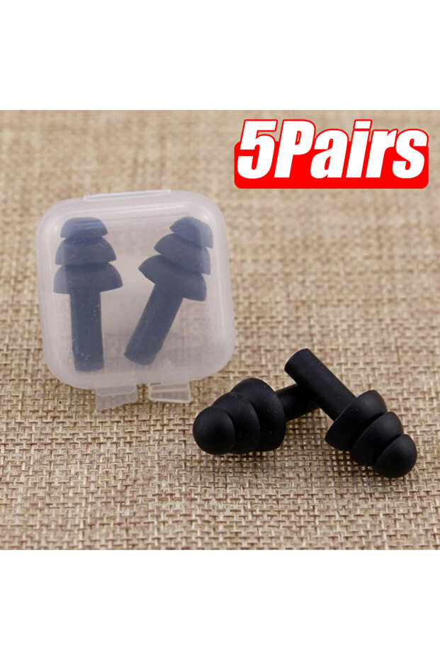 Black 5Pairs Soft Ear Plug Waterproof Comfort Colorful Silicone Earplugs Ear Protection Sound Insula