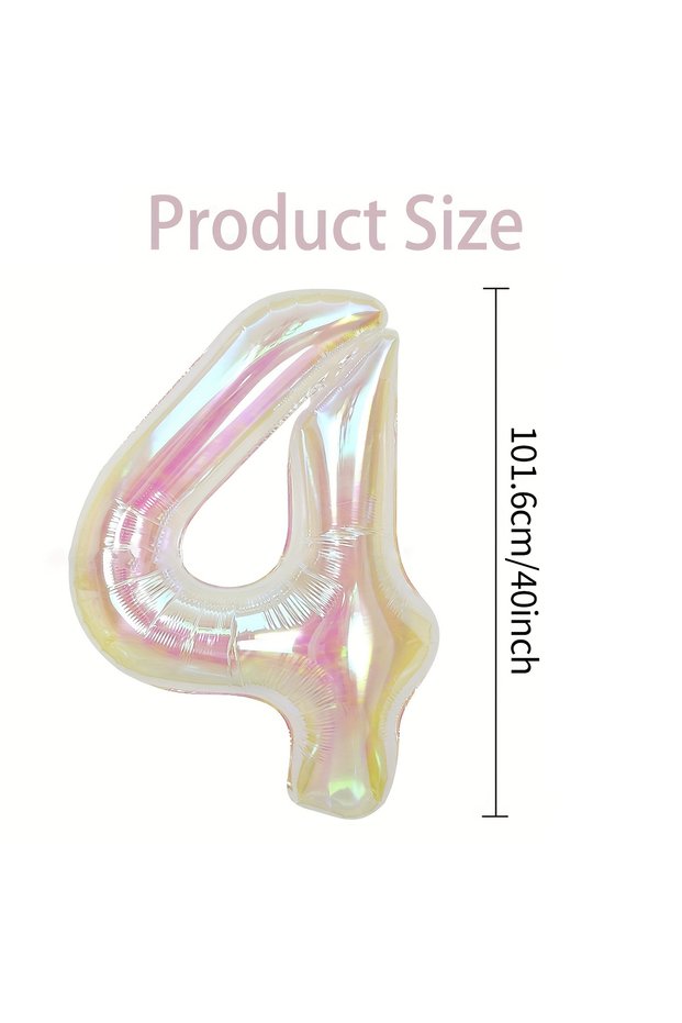 40inch 4 Transparent Colorful Digital Balloon 0-9 Rainbow Colorful Aluminum Foil Balloon Birthday Pa