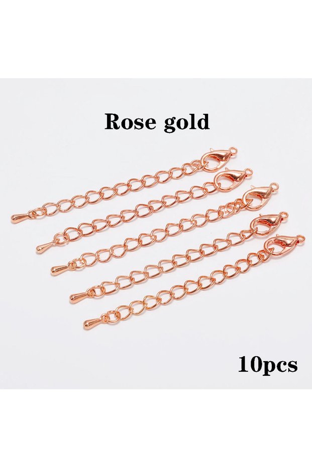 50mm Rose Gold10 10pcs/lot 50 70mm Tone Extended Extension Tail Chain Lobster Clasps Connector For D