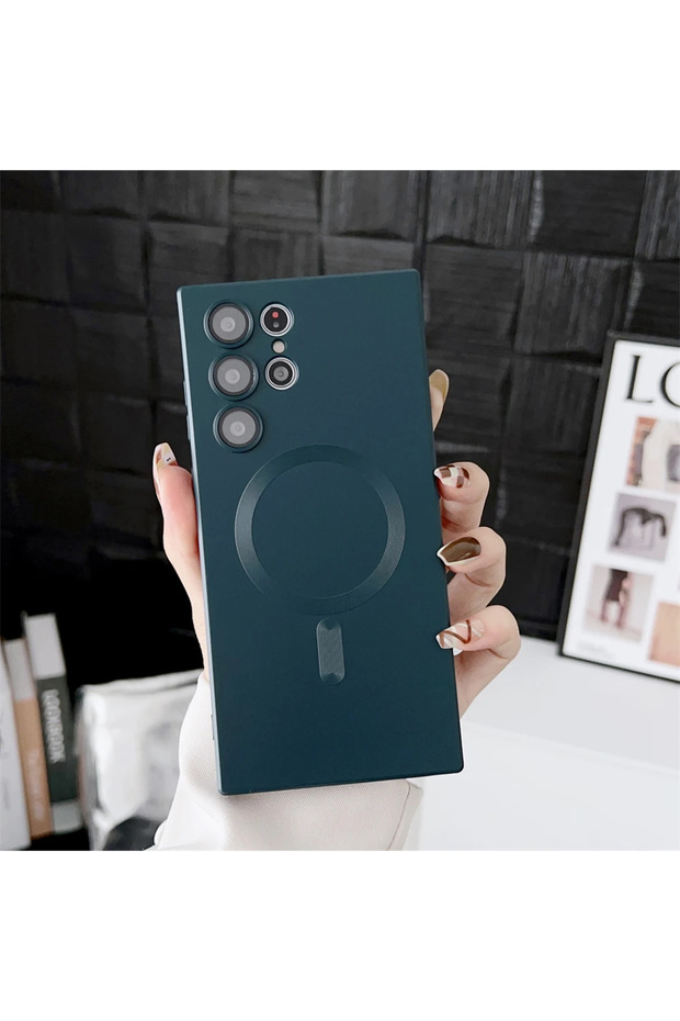 Galaxy Note20 Ultra Black Green Luxury Matte Magnetic Case for S25 S24 S23 S22 Ultra S21 S20 Plus C
