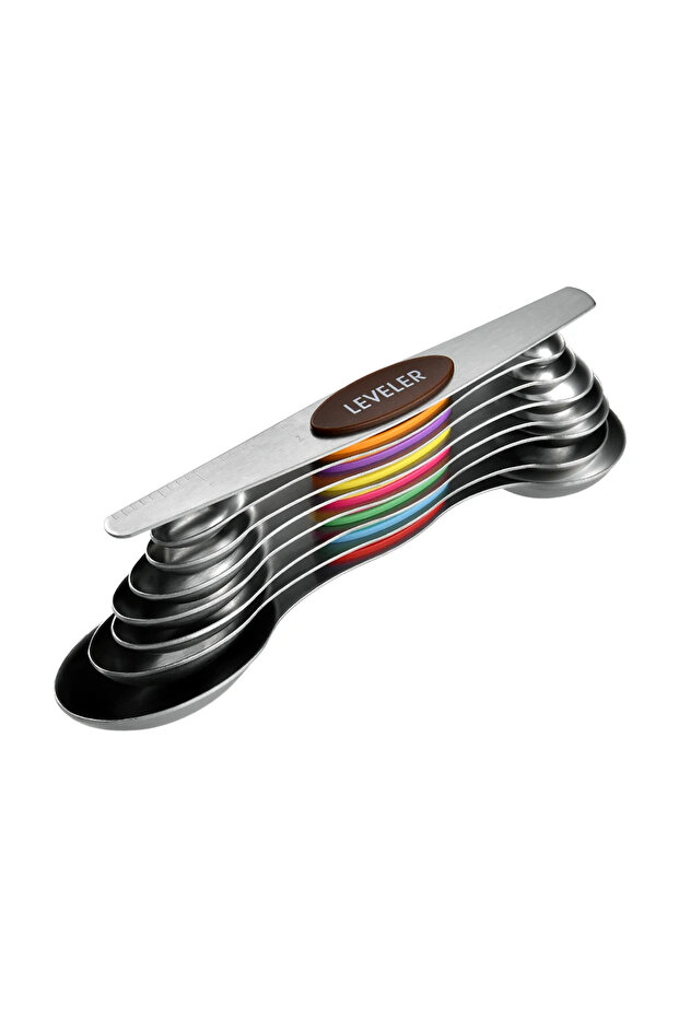 Silver Rainbow 8Pcs/Set Magnetic Measuring Spoon Set Stainless Steel Stackable Double-sided Teaspoon