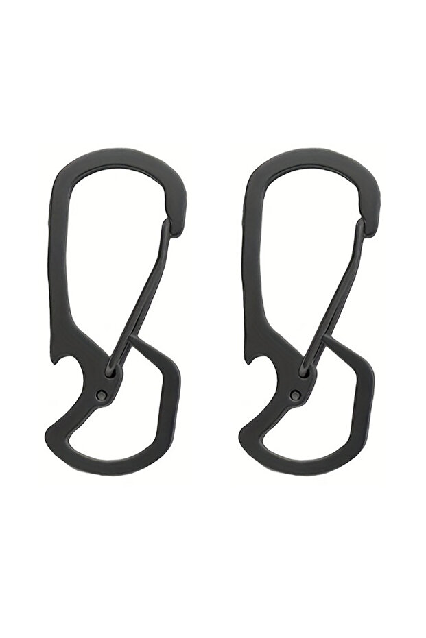 Black 2pcs Multifunctional Stainless Steel Outdoor Hanging Buckle, Sturdy and Durable Key Chain Quic