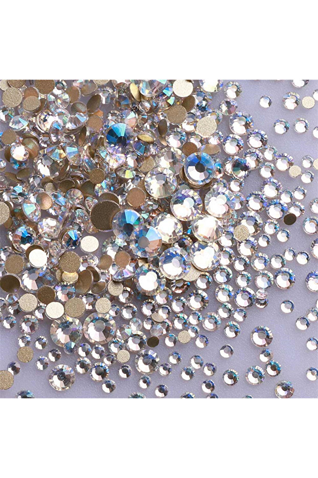 Blue Moonlight 1440Pcs Mix Size Glass Flatback Rhinestone Glitter Crystal AB Round Diamond Non Hotfi