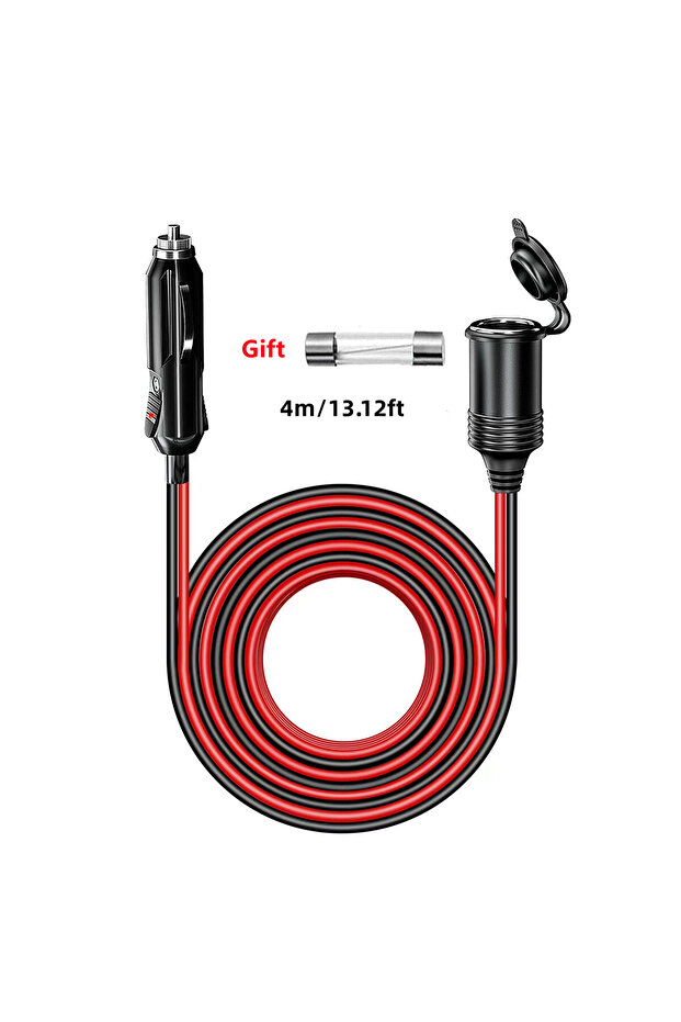 كابل تمديد مقبس ولاعة السجائر للسيارة EC-16AWG-13.1FT، قابس داخلي إلى مقبس شاحن سيارة