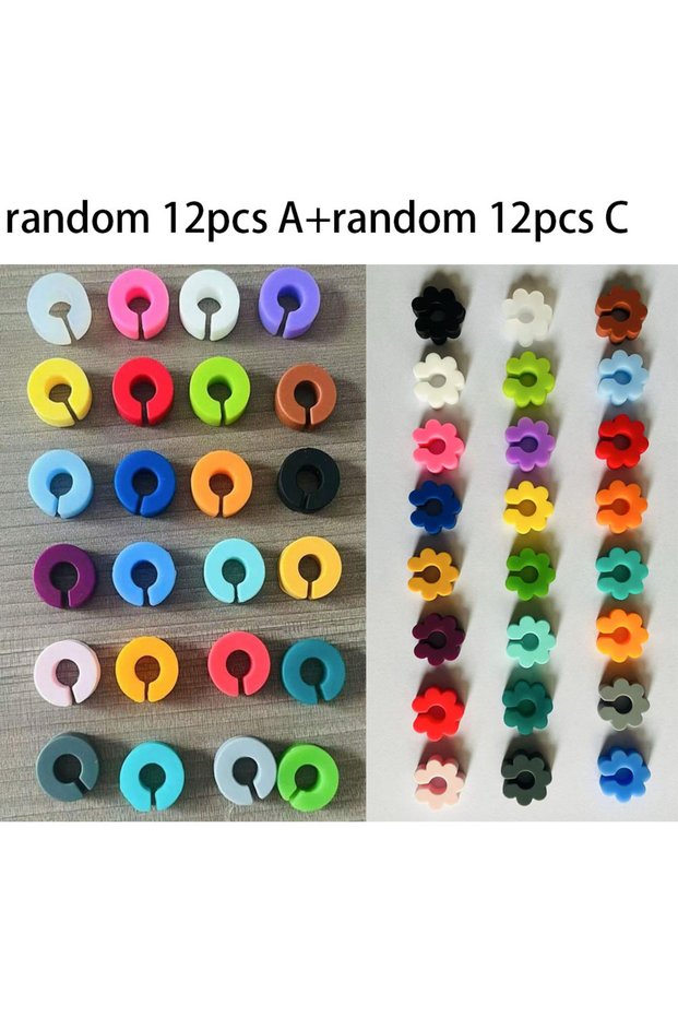 random 24 pcs set Reusable Silicone Wine Glass Charms Drink Marker Bands Bottle Strip Tag Glass Iden