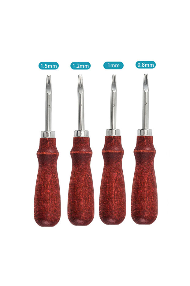 4pcs Leather Common Edge Beveler Skiving Craft Keen Edge Cutting Tool for Beveling V-shaped Blade wi