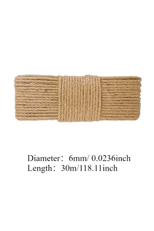 6mm-30m DIY Sisal Rope for Cat Trees - Replacement Scratching Post Climbing Frame Rope to Sharpen Ca