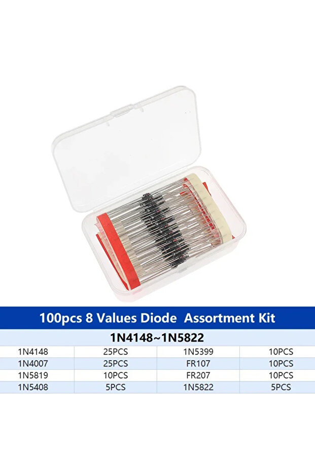 100PCS-With box 50/100/200pcs Rectifier Diode Schottky Diodes Kit 1N4007 1N4148 1N5819 1N5399 1N5408