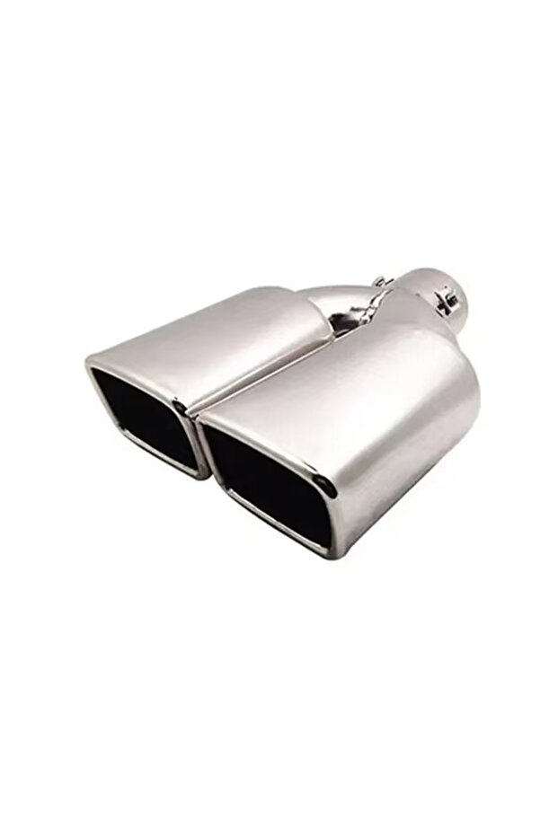 Silver Straight Exhaust Tip Universal Double Outlet Nozzle Rear Muffler Tip Stainless Steel Square M