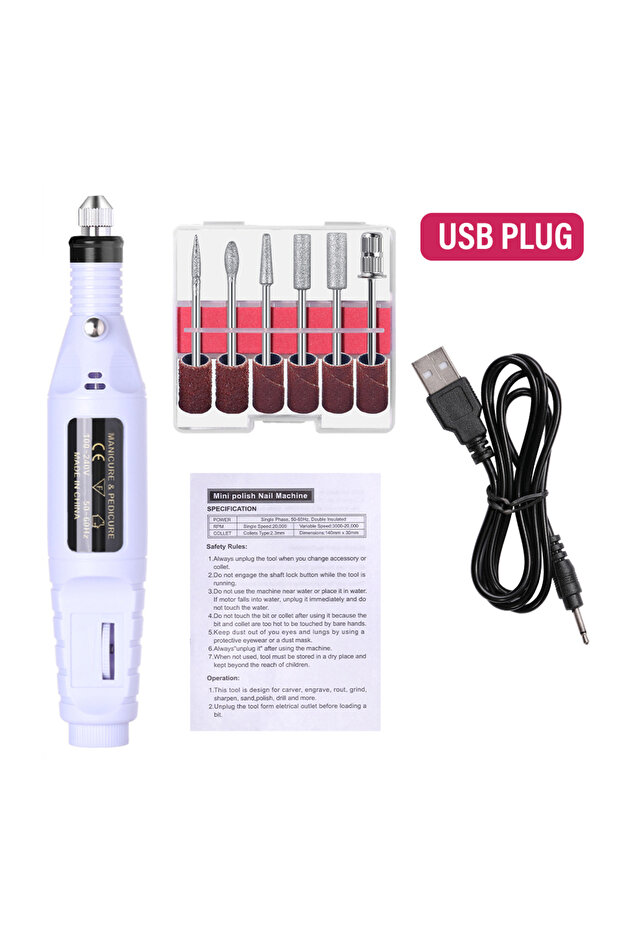 White Nail Sander Set Electric Nail Drill Machine Grinding Equipment Milling Cutter For Manicure Ped