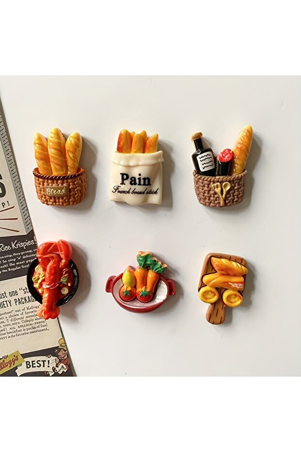 6PCS A 6Pcs/12pcs Miniature Resin Food Refrigerator Magnets Home Decor Magnets Food Magnets Decor Ma