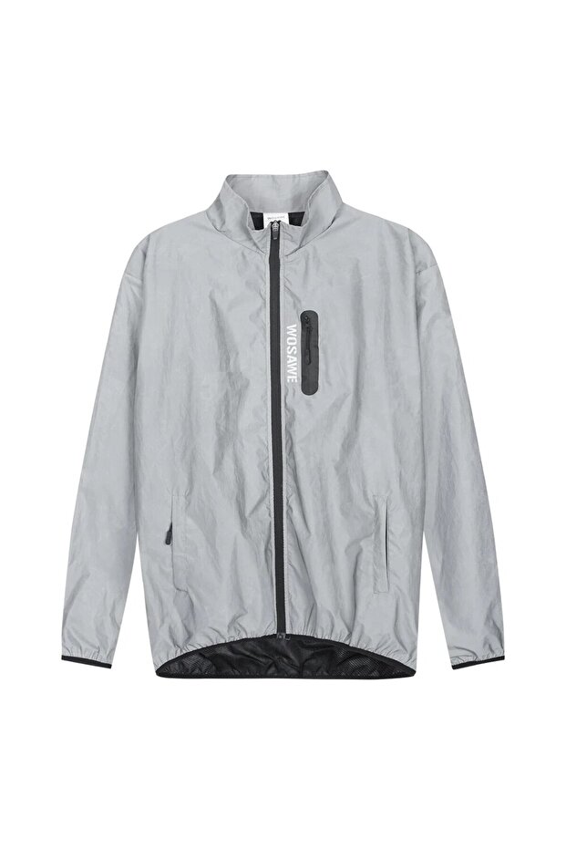 EU L (ASIA XL) GRAY WOSAWE Full Reflective Cycling Jacket Winter Autumn Bicycle Windbreaker Bike Sof