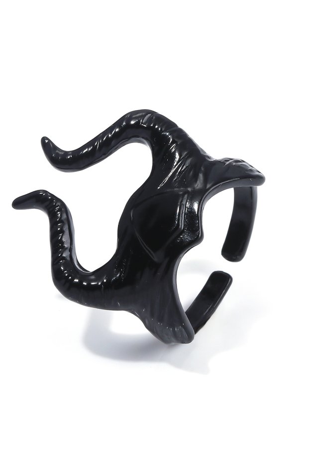 adjustable black Movie Maleficent Ring Fairy Godmother's Horn Finger Rings Gothic Style Jewelry For