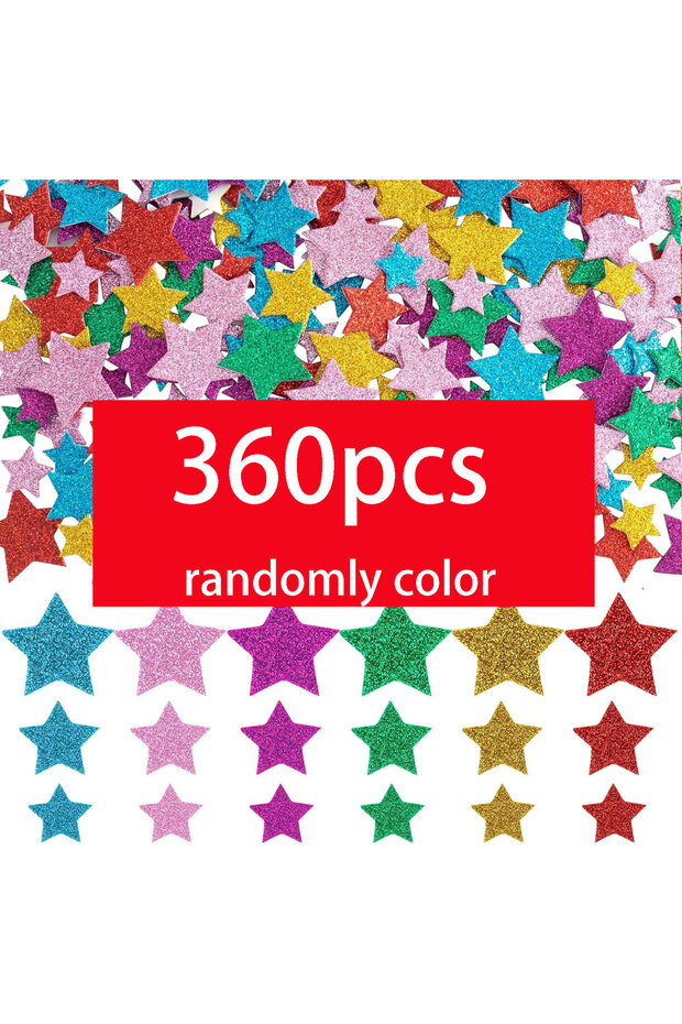 360pcs 180-360pcs Colorful Glitter Foam Stickers- Self Adhesive Star Shape Glitter Sticker for Child