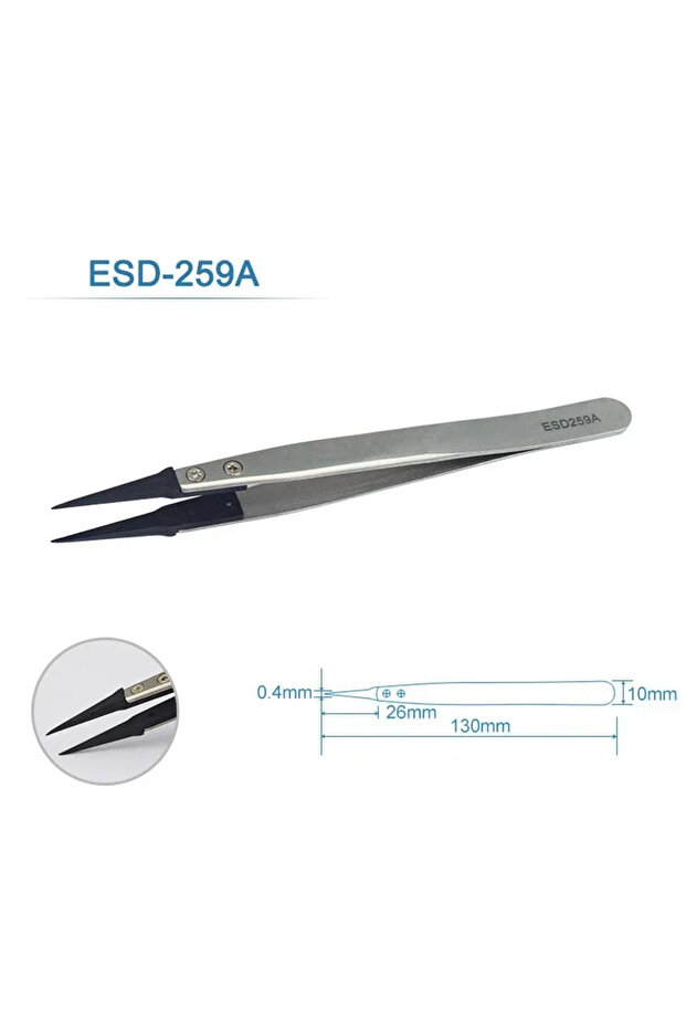 ESD-259A 6 قطع ملاقط عمل لتركيب عقارب الساعات، بمقبض مستقيم ومرفقي، من الستانلس ستيل، مضادة للكهرباء الساكنة، بلاستيكية