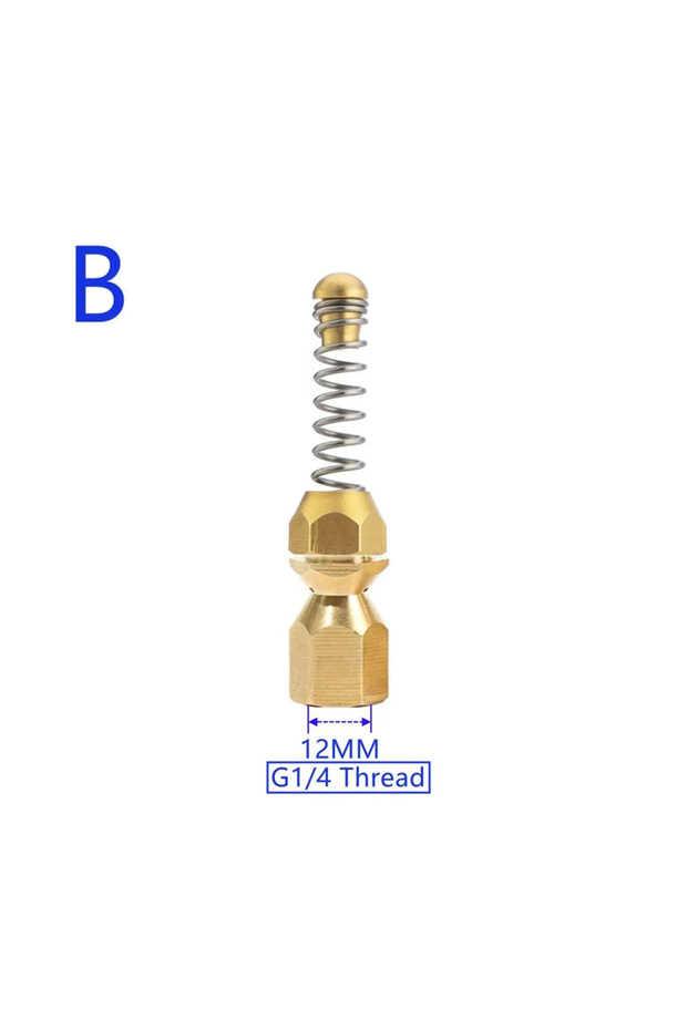 Burgundy G1/4 G1/8 High Pressure Wash Sewer Drain Cleaning Nozzle Spring Head Drain Hose Nozzle Tool