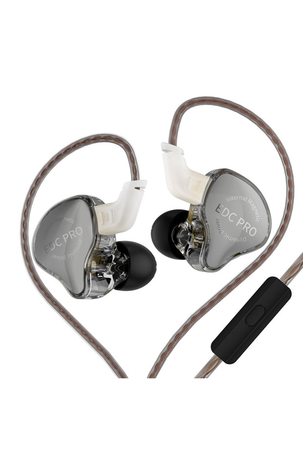 OFC Cable MIC KZ EDC Pro Wire Earphone Large Dynamic Drivers Monitor Bass In-ear Headphone Cancellin