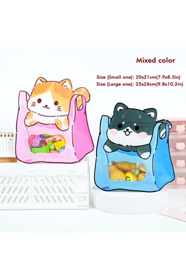 20x21cm 20Pcs Mixed 20Pcs 50Pcs Plastic Portable Cartoon Schoolbags Sweets Snack Sealing Pockets Chi