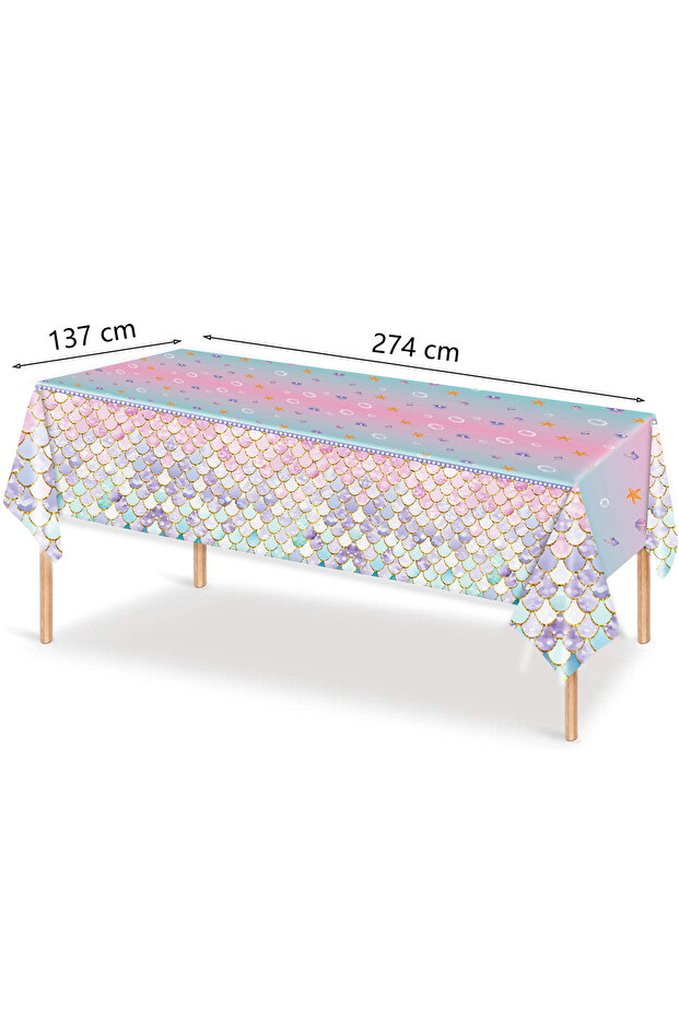 1pc tablecloth Mermaid Disposable Tableware Set Little Mermaid Paper Plates Cup Napkin Tablecloth Gi