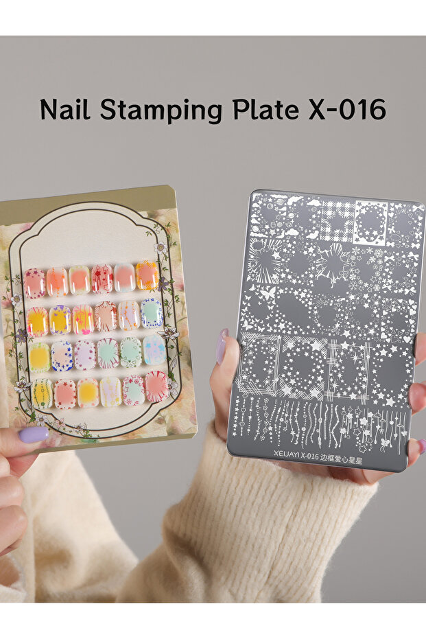 gangban X-016 1pc Versatile Nail Art Stamp - Features Lovely Star and Bow Patterns, Perfect for Home