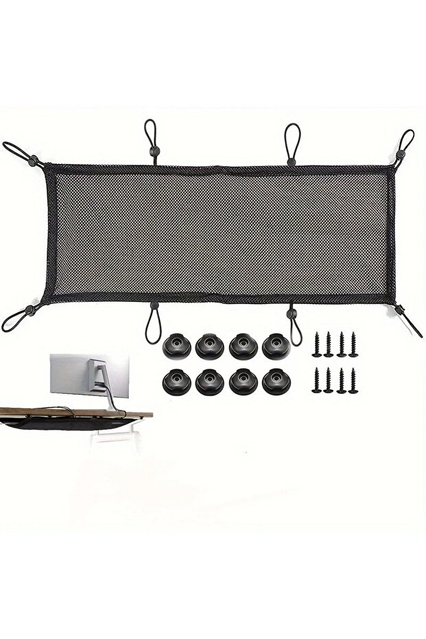 8 Under Desk Cable Management Net Under Table Cord Management Mesh Organizer Flexible Wire Hiders, .