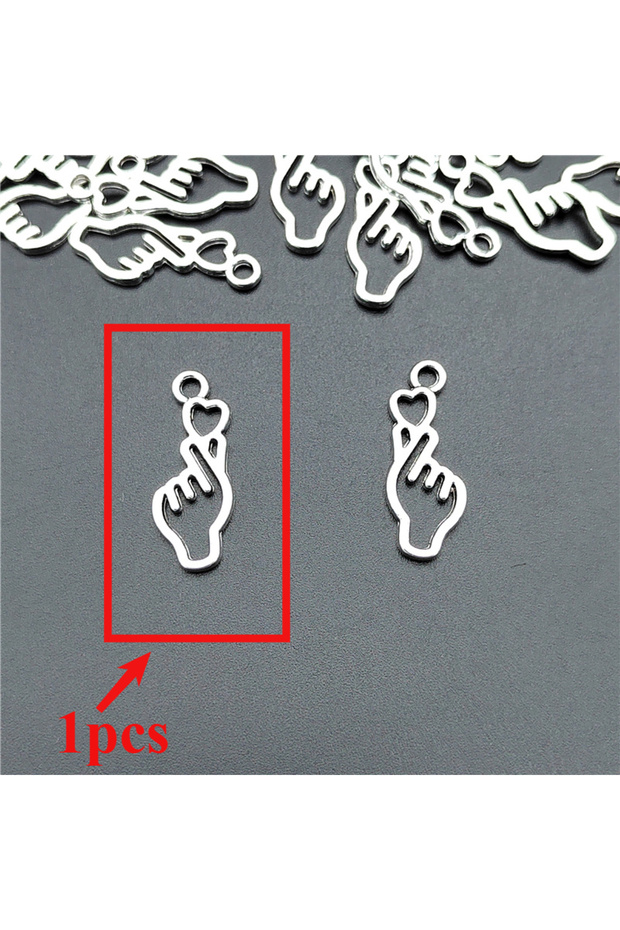 10pcs Finger Heart Diy Jewelry Charms Beads Borahae I Purple You Necklace Decorative Pendant Gesture