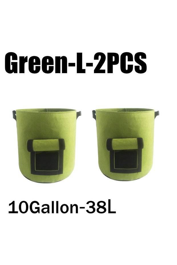 Green-L-2PCS 3Styles Felt plant grow bags nonwoven fabric garden potato pot greenhouse vegetable gro