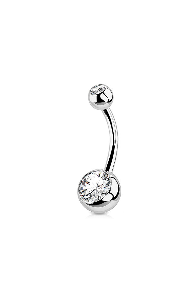 1.2x10mm silver 1PC G23 Titanium Crystal Gem Curved Barbell Rings Belly Button Navel Rings Piercings
