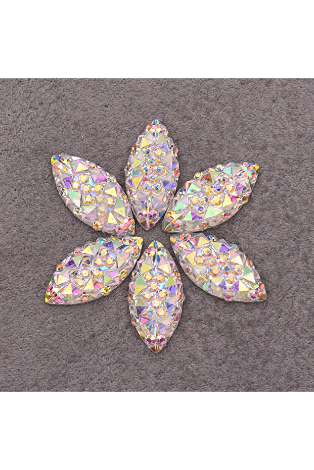 Crystal AB JUNAO 100pcs 7*15mm Crystal AB Flatback Rhinestone Horse Eye Decoration Crystal Stones No