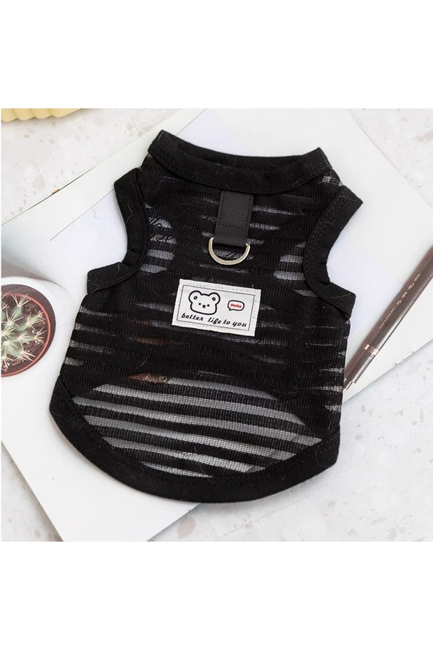 L 5 Summer Dog Clothes Bear Print Dog Vest Chihuahua French Bulldog Thin Breathable Shirt Sun Protec