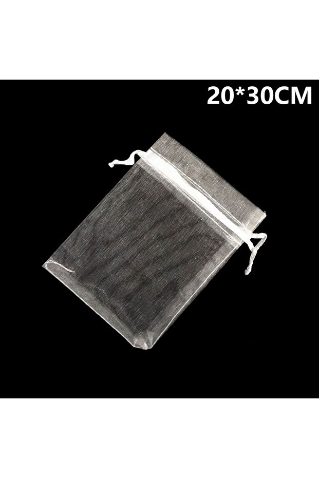 20cmx30cm(25PCS) white 25/50Pcs White Drawstring Pocket Drawable Candy Pouches Organza Gauze Sachet