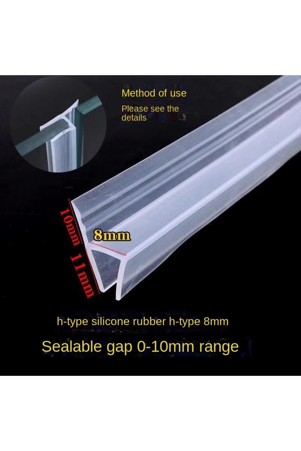 2.5M h8 Silicone Shower Screen Seal Sliding Strip Plastic Rubber for Bath Room F/h6/8/10/12MM Door W
