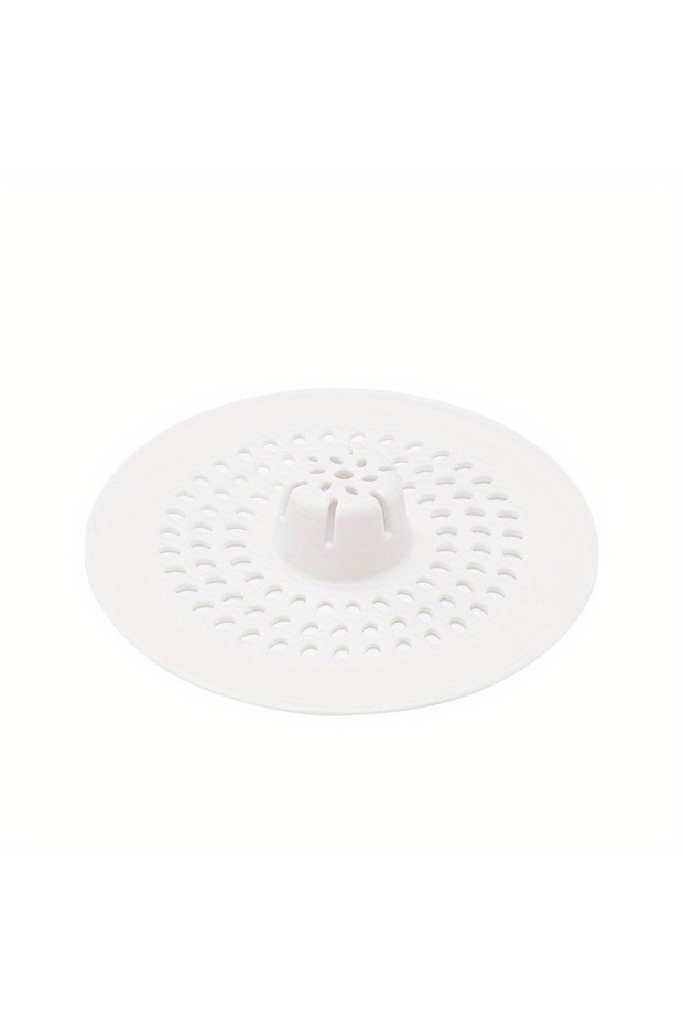 white 1PC Circular Sink, Silicone Floor Drain Cover, Bathroom Drain Outlet to Prevent Hair Blockage,