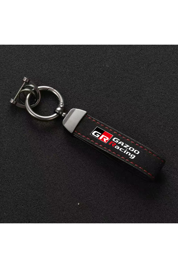 Black Red Suede Metal Buckle Car Keychain Keyring Men Gift Accessories for Toyota GR Sport Gazoo Rac