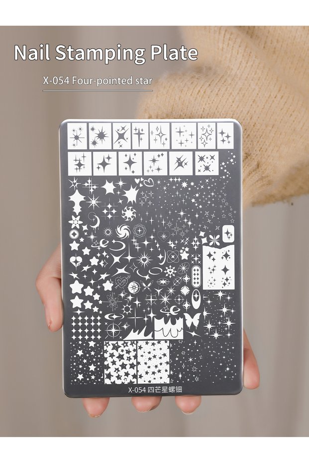 gangban X-054 1pc Nail Stamping Plate 30 Patterns, Plaid Geometric Nail Art Stencil, Metal Stamping