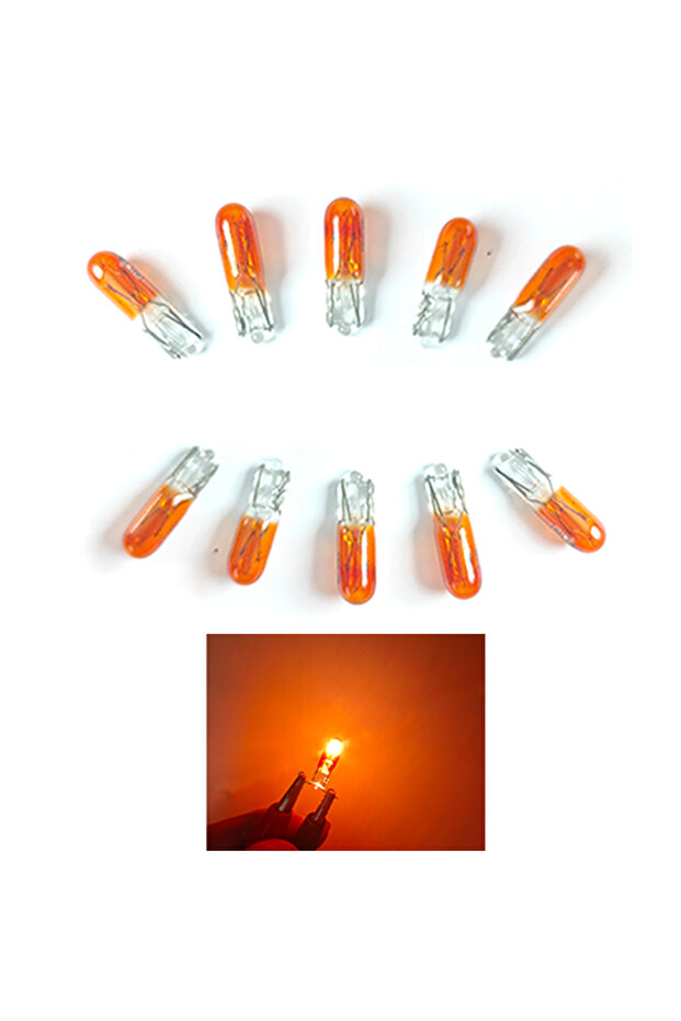 10Pcs Amber 10pcs T5 12v 1.2w W2W Car Halogen Lamp Instrument Lights Dashboard Bulb Auto Interior Li