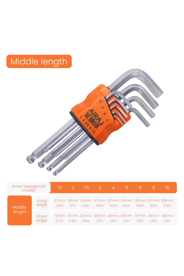 AE6041 AIRAJ Allen Wrench Set Hex Wrench Multifunctional Short Arm Tool Universal Wrench Tool