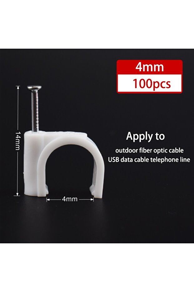 مشابك كابلات R-4mm-100 قطعة، 100 قطعة، مشابك أسلاك كابلات بأحجام 4/6/8/10/12/14/16/20 مم، مشابك تثبيت الكابلات بالمسامير