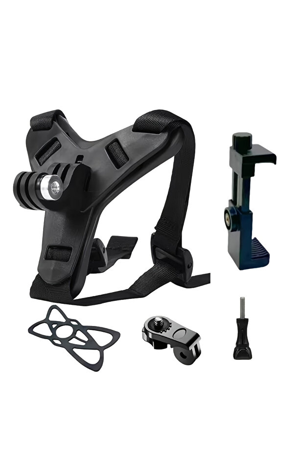 5-in-1 Black Motorcycle Helmet Chin Strap Mount for GoPro Hero 13 12 11 10 9 DJI OSMO Action 6 5 4 3