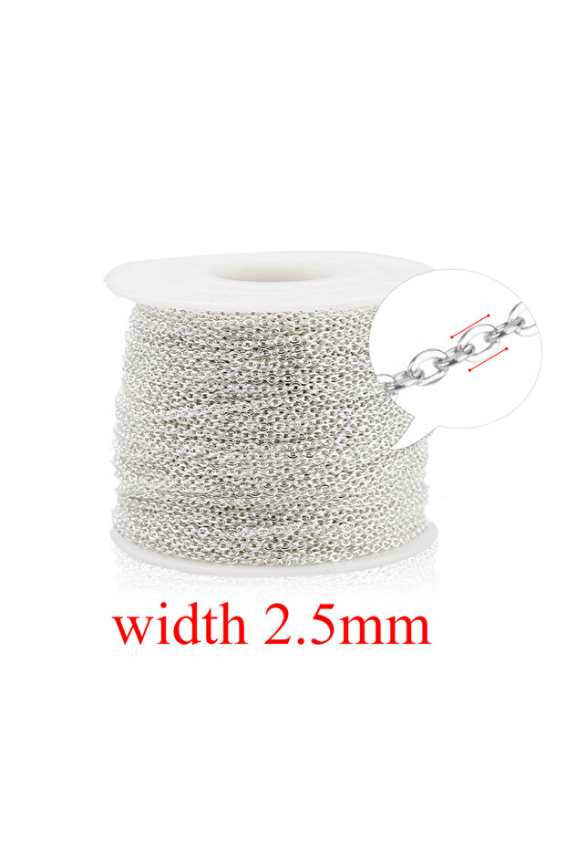 Silver 2.5mm 2m/lot Stainless Steel Cable Chain Bulk for Silver Rose Gold Chain 1mm 1.5mm 2mm 2.5mm