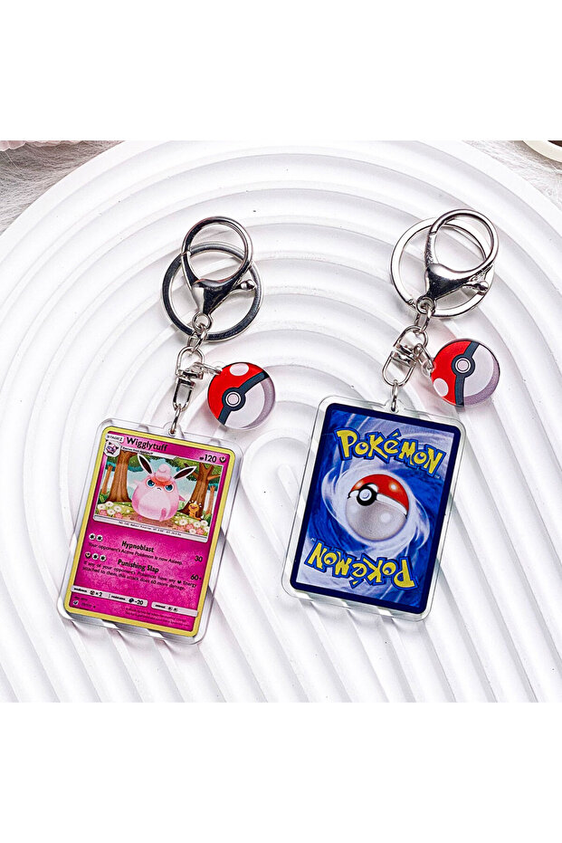 6.2 cm 40 Pokémon Characters Pikachu Bulbasaur Jigglypuff Acrylic Keychain Bag Charms Accessories Ba