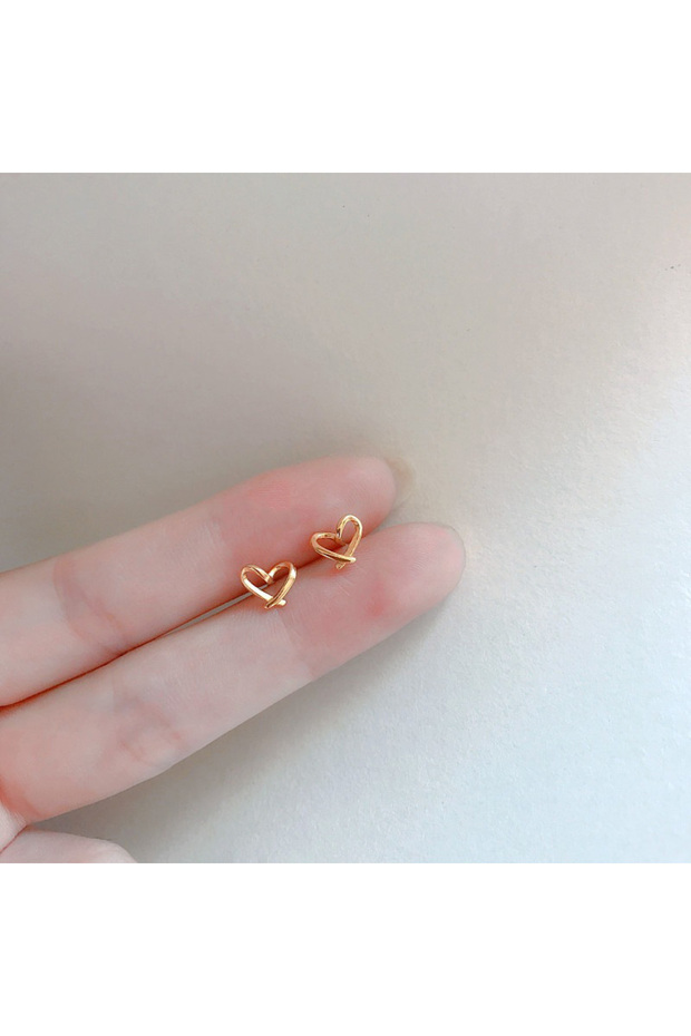 2 Pcs 02 Lovely Small Earrings Piercings Wing Heart Stud Earrings For Women Gold Color 925 Silver Ne