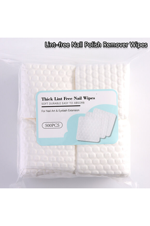 500pcs Soft Disposable Nail Polish Remover Pads - Lint-Free Soak Wipe Cleaning Patches for Manicure