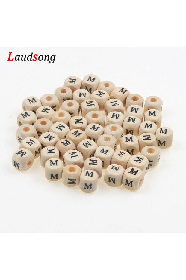 M 50Pcs 10mm 26 Letter Beads Natural Alphabet Beads Square Wooden Beads For Jewelry Making Necklace