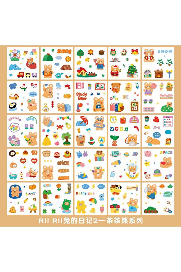D 25 Pcs 25/100 Pcs Cartoon Cute Sticker Pack Handbook Material Sticker Waterproof Handbook Sticker