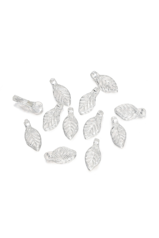 White 100pcs Acrylic Leaf Shaped Charms Colored Leaves Spacer Beads for DIY Necklaces Bracelets Craf